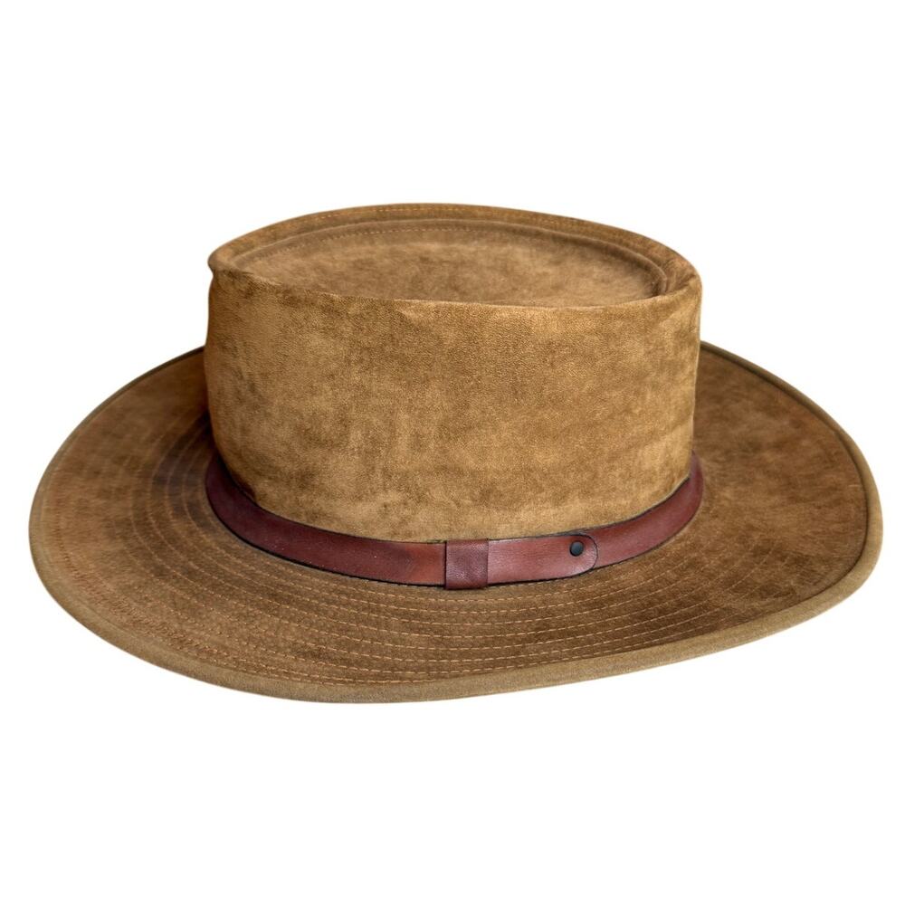Vintage J Crew Suede Oarsman Indiana Jones Hat Brown